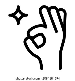 Gráfico vectorial de ilustración del icono OK. Color blanco y negro. Mano bien. OK logos. Imagen plana simple. Fondo transparente
