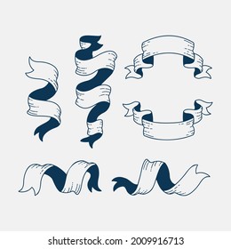 Illustration vector graphic of old vintage ribbon banners and drawing in engraving style