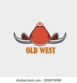 Illustration Vector Graphic of Old West Text With Hat and Horn Suitable for Poster,Banner,Background,etc,