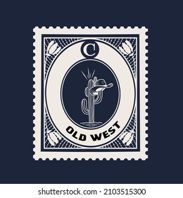 Illustration vector graphic of old western,vintage stamp design 
