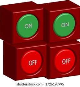 Illustration vector graphic of on and off button with 3D effects