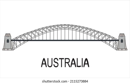 Illustration Vector Graphic On White Background, Landmark, Sydney Harbour Bridge, Australia