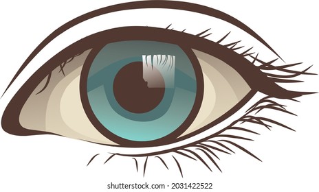 Illustration vector graphic of one eye with a green tosca lens. Perfect of Learning to make vector-eye or it can also be the symbol of the product