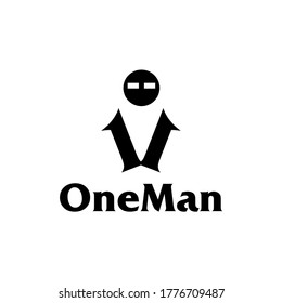 Illustration Vector Graphic of One Man Ball Head Logo with glasses, neck Tie and V neck. Good for product, barbershop, fashion, shirt etc