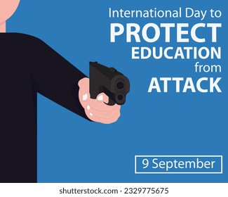 illustration vector graphic of one pointed a gun in his hand, perfect for international day, protect education from attack, celebrate, greeting card, etc.