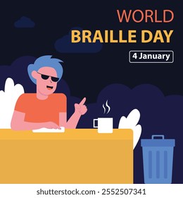 ilustração vetor gráfico de um foi leitura braille na mesa, perfeito para o dia internacional, dia mundial braille, comemorar, cartão de saudação, etc.