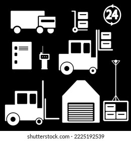 illustration vector graphic of one set warehouse icon  with black and white colour,good for your project.
