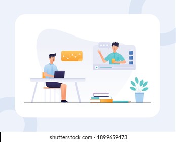 Illustration Vector Graphic of Online course and tutorial Illustration, this illustration perfect for website, landing page, web, app, and banner