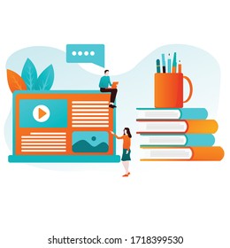 Illustration Vector Graphic of Online Learning. Suitable for web design, digital banner, social media, etc