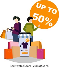 Illustration vector graphic of online shop good for marketing design and e-commerce