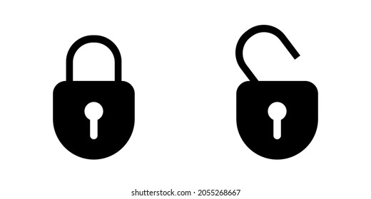 Illustration vector graphic of open and closed lock icon. Simple flat image