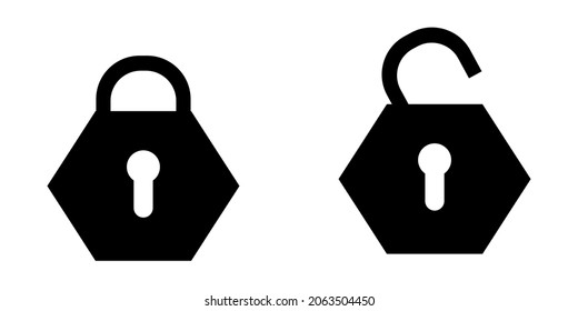 Illustration vector graphic of open and closed lock icon. Simple flat image. Background transparant