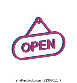 Ilustración Vector gráfico del icono Abrir signo. Tienda, mercado, negocios, tienda, etc.