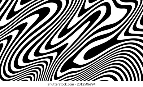 Illustration vector graphic of optical art abstract background wave design. Black and white wave stripe optical abstract design. Perfect for Wall decoration, poster, banner etc. camouflage pattern.
