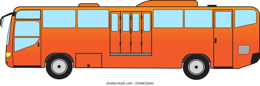 illustration vector graphic of orange bus vehicle.land transportation.flat vector illustration isolated on white background.