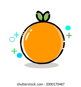 illustration vector graphic of orange in color with two leaves on it and other shapes perfect for vitamins, fruit juices, logos, diet, nutrition, diet and more