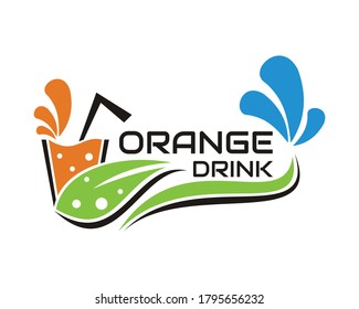 ilustración vectorial gráfico de la bebida naranja en el vaso con paja de plástico y hoja que muestra salpicaduras de agua, perfecto para refrescos, jugo, fruta, etc