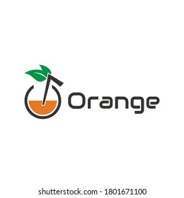 illustration vector graphic of orange drink in circle cup with plastic straw. Perfect for drink, juice, cafe, restaurant, resto, bar, etc.