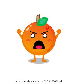 Gráfico vectorial de ilustración del personaje de la caricatura de la fruta naranja con expresión furiosa