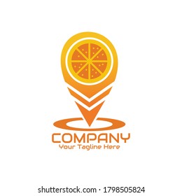 illustration vector graphic of orange fruit combine with location symbol, perfect for fruit, food, cafe, restaurant, bar, company, etc.