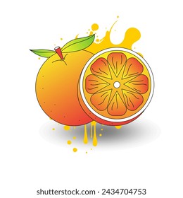 Illustration vector graphic of orange fruit with a splash of orange water
perfect for fruit and vegetarian content