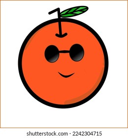 Illustration vector graphic of orange with glasses, look happy. Good for children product