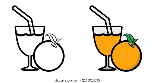 Illustration Vector Graphic of orange juice, drink glass fruit icon