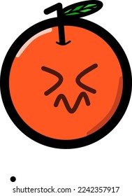 Illustration vector graphic of orange with a shy expression. Good for children product