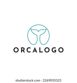 logotipo de orca gráfica vectorial ilustrado con diseño de círculo