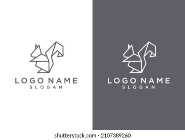 illustration vector graphic of origami squirrel logo.