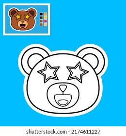 Illustration vector graphic of outlined and colored teddy bear with palette colours. Perfect for Children book and coloring book.