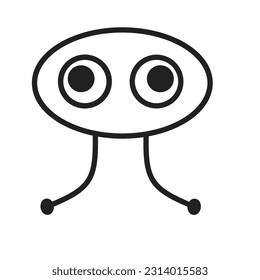 Ilustración vectorial gráfico de la cabeza de robot oval con dos ojos y antenas con dos globos blancos, buenos para emoticonos u otra cosa