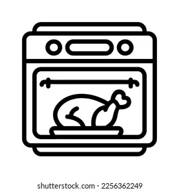 Illustration Vector Graphic of  Oven, home appliances, kitchen Icon. Line drawing. Black
