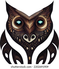 ilustración vectorial gráfico de búho en mano dibujar estilo tribal aislado en blanco perfecto para camiseta, afiche o editar y personalizar tu diseño, tarjeta, pancarta, medios sociales