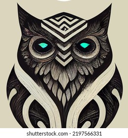 illustration vector graphic of owl head in hand draw tribal style perfect for t-shirt, poster or edit and customize your design, card, banner, social media, 
