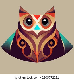 ilustración vectorial gráfico de cabeza de búho en mano dibujar estilo tribal perfecto para camiseta, afiche o editar y personalizar su diseño, tarjeta, banner
