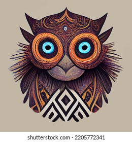 illustration vector graphic of owl head in hand draw tribal style perfect for t-shirt, poster or edit and customize your design, card, banner
