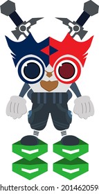 Illustration Vektorgrafik der Eule als Ninja mit Doppelschwertern mit Pose wie bereit zu kämpfen. Ideal für die Illustration von Kinderbüchern, Kleidern usw.
