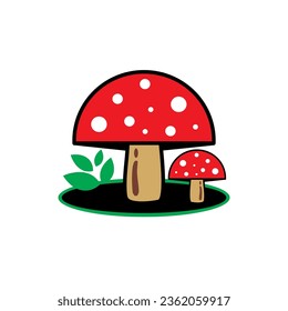 Illustration vector graphic for the oyster mushroom logo is red, Great for food or restaurant logos.