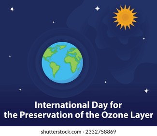 illustration vector graphic of The ozone layer protects the earth from exposure to solar radiation, perfect for international day, preservation of the ozone layer, celebrate, greeting card, etc.