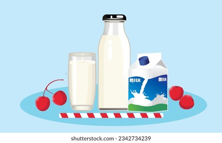 Illustration Vektorgrafik der Packung Milk süße Kirsche am besten für Ihren Körper