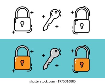 illustration vector graphic of padlock and key, perfect for web design or  icon