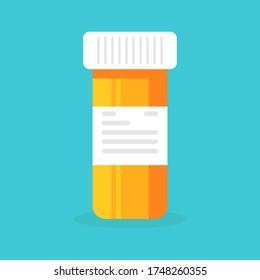 Illustration vector graphic of painkiller bottle with flat design style.Illustration have primary color, shadow and highlight.Illustration of painkiller bottle perfect for poster and animation.