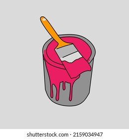 Illustration vector graphic of paint cans with paintbrush