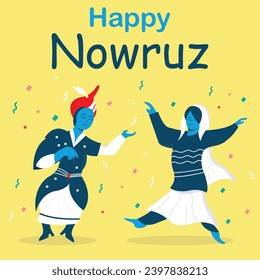 illustration vector graphic of a pair of dancers are celebrating New Year, perfect for international day, happy nowruz, celebrate, greeting card, etc.