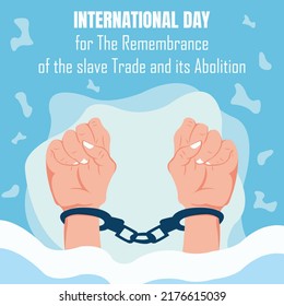 illustration vector graphic of a pair of hands shackled in prison chains, perfect for international day, celebrate, greeting card, etc.