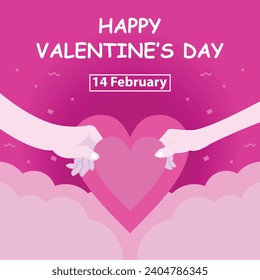 ilustración vectorial gráfica de un par de manos sosteniendo un símbolo cardíaco juntos, perfecto para el día internacional, el día de San Valentín, celebrar, tarjeta de saludo, etc.