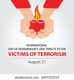 illustration vector graphic of a pair of human hands are looking up carrying a candle, perfect for international day, victims of terrorism, celebrate, greeting card, etc.