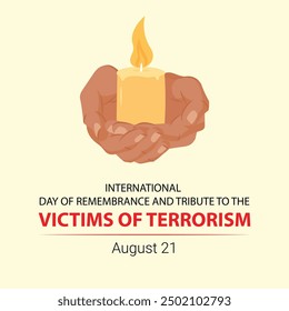 illustration vector graphic of a pair of human hands are looking up carrying a candle, perfect for international day, victims of terrorism, celebrate, greeting card, etc.