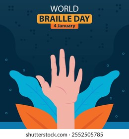 illustration vector graphic of the palm of the hand displays braille letters, perfect for international day, world braille day, celebrate, greeting card, etc.